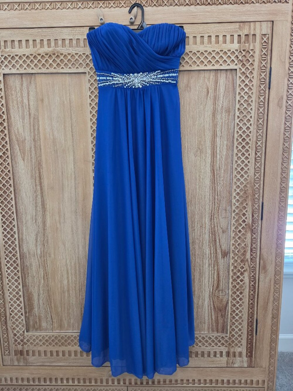 Size 7 Royal-Blue Strapless Gown